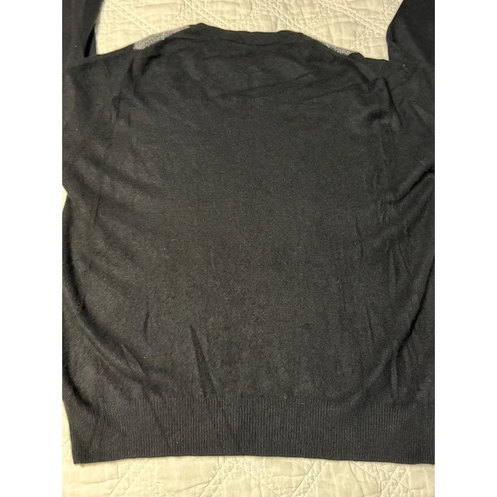 Davis & Squire Mens 100% Cashmere Argyle Crewneck Sweater Black Grey XL